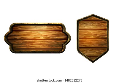 Vector realistic illustration of wooden signboard
