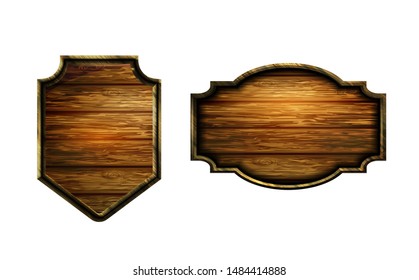 Vector realistic illustration of wooden signboard