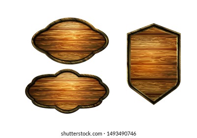 Vector realistic illustration of wooden signboard