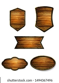 Vector realistic illustration of wooden signboard