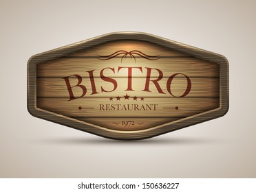 Vector realistic illustration of wooden signboard. Elements are layered separately in vector file.