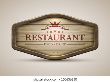 Vector realistic illustration of wooden signboard. Elements are layered separately in vector file.