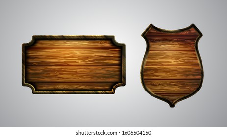 Vector realistic illustration of wooden signboard