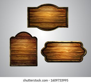 Vector realistic illustration of wooden signboard