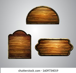 Vector realistic illustration of wooden signboard