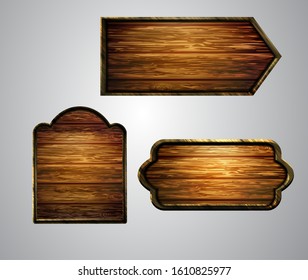 Vector realistic illustration of wooden signboard