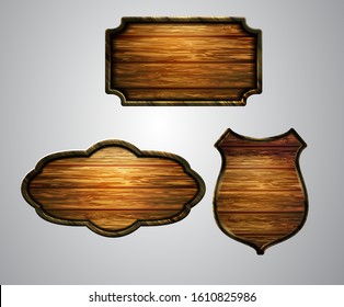 Vector realistic illustration of wooden signboard