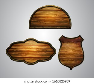 Vector realistic illustration of wooden signboard