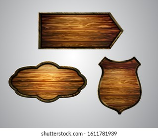 Vector realistic illustration of wooden signboard