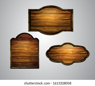 Vector realistic illustration of wooden signboard