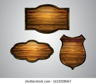 Vector realistic illustration of wooden signboard