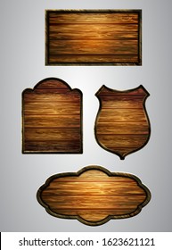 Vector realistic illustration of wooden signboard