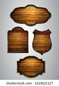 Vector realistic illustration of wooden signboard