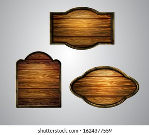 Vector realistic illustration of wooden signboard