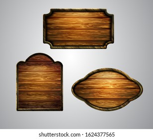 Vector realistic illustration of wooden signboard