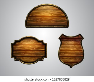 Vector realistic illustration of wooden signboard