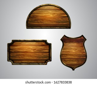 Vector realistic illustration of wooden signboard