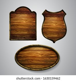 Vector realistic illustration of wooden signboard