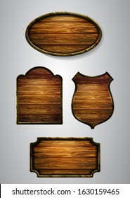 Vector realistic illustration of wooden signboard
