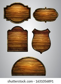 Vector realistic illustration of wooden signboard