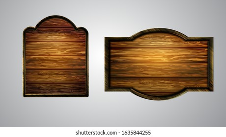 Vector realistic illustration of wooden signboard