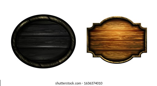 Vector realistic illustration of wooden signboard