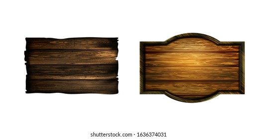 Vector realistic illustration of wooden signboard