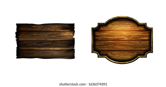 Vector realistic illustration of wooden signboard