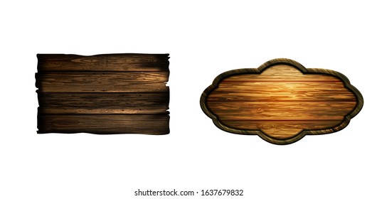 Vector realistic illustration of wooden signboard