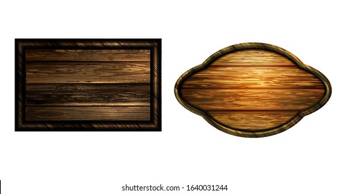 Vector realistic illustration of wooden signboard