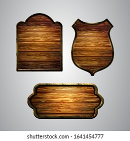 Vector realistic illustration of wooden signboard