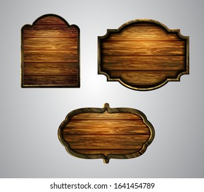 Vector realistic illustration of wooden signboard