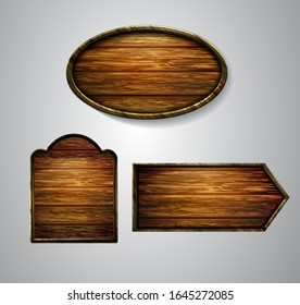 Vector realistic illustration of wooden signboard