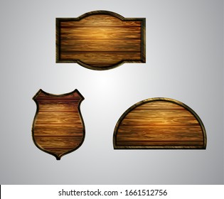 Vector realistic illustration of wooden signboard