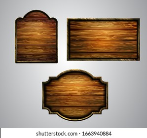 Vector realistic illustration of wooden signboard