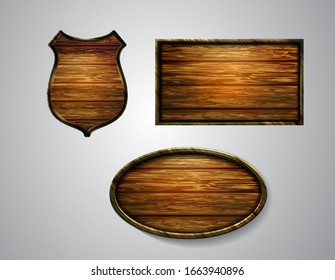 Vector realistic illustration of wooden signboard