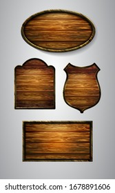 Vector realistic illustration of wooden signboard