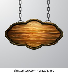 Vector realistic illustration of wooden signboard