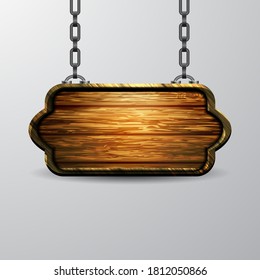 Vector realistic illustration of wooden signboard