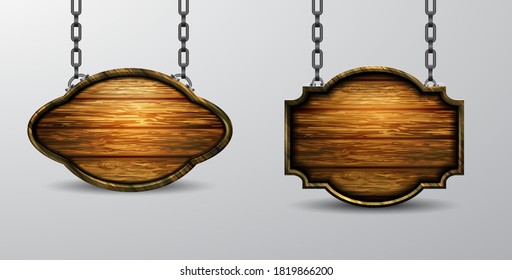 Vector realistic illustration of wooden signboard