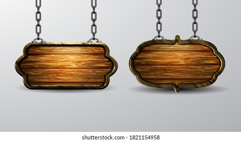 Vector realistic illustration of wooden signboard