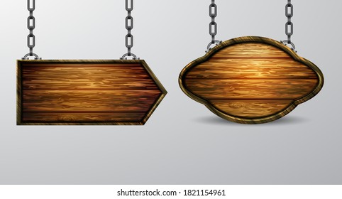 Vector realistic illustration of wooden signboard