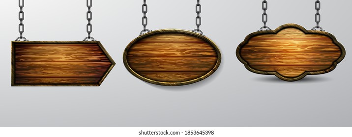Vector realistic illustration of wooden signboard