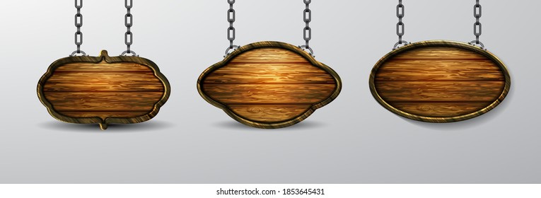 Vector realistic illustration of wooden signboard