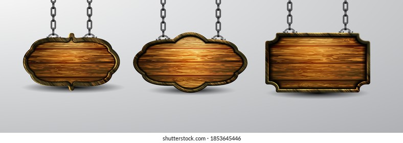 Vector realistic illustration of wooden signboard