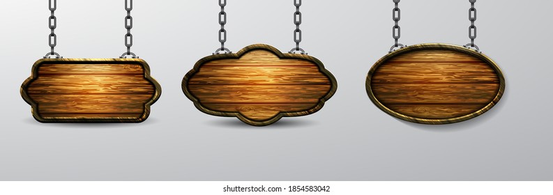 Vector realistic illustration of wooden signboard