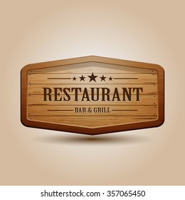 Vector realistic illustration of wooden signboard copyspace