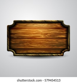 Vector realistic illustration of wooden signboard