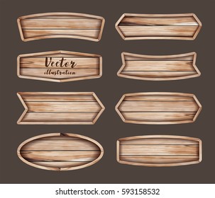 Vector realistic illustration of wooden signboard