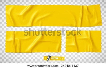 Vector realistic illustration of yellow adhesive tape on a transparent background.